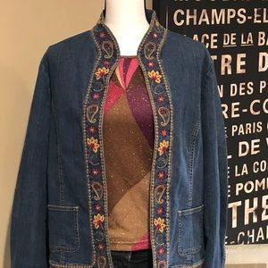 Vintage jean jacket beading & embroidery